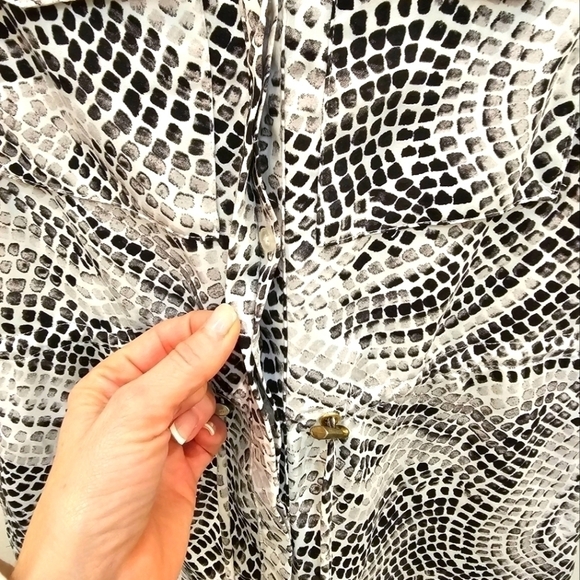 H&M White Black Gray Patterned Sleeveless Shirt Dress Size 2 - Picture 10 of 16